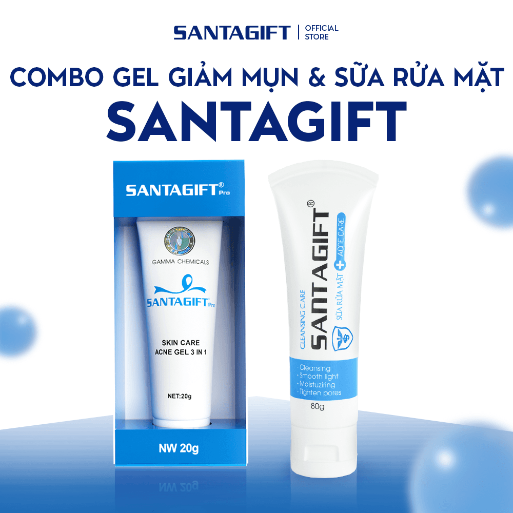 Combo Gel Giảm Mụn & Sữa Rửa Mặt Santagift