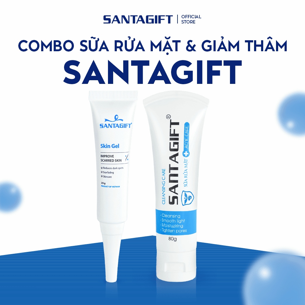 Combo Sữa Rửa Mặt & Gel Giảm Thâm Santagift