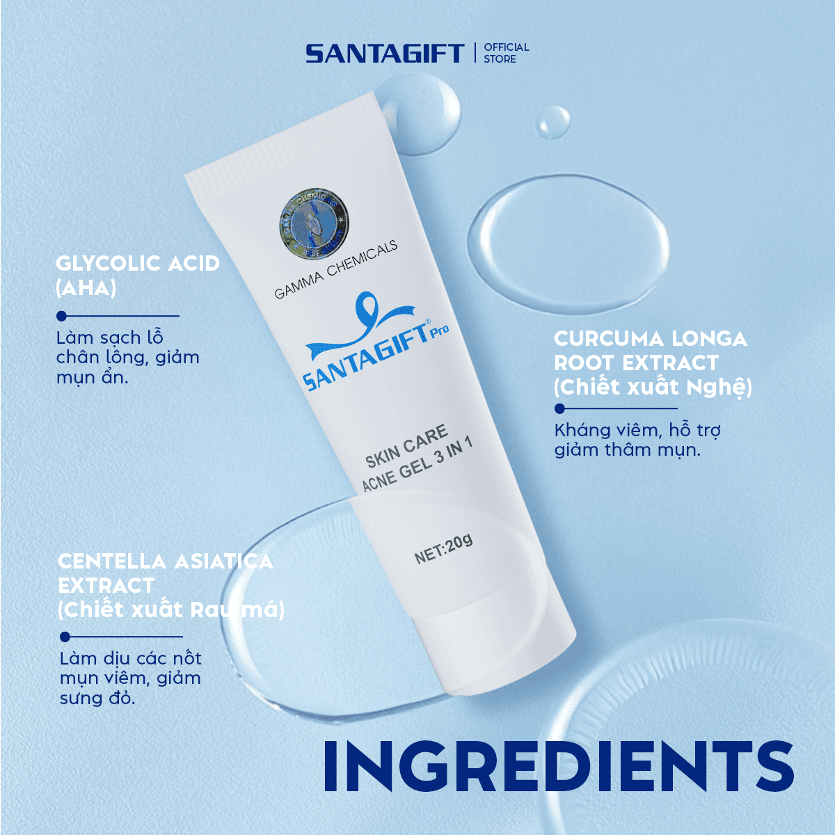 Combo 2 Gel Hỗ Trợ Giảm Mụn Santagift