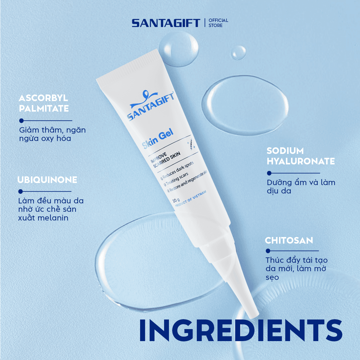 Combo Sữa Rửa Mặt & Gel Giảm Thâm Santagift